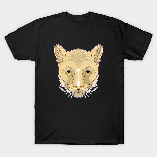 brown cougar face T-Shirt by dwalikur